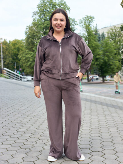 Костюм 26.2991 б Велюр тонкий, колір Темний шоколад, 46(L), 48(XL), 50(ХХL)