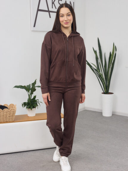 Костюм 26.1417 н Замш тонкий, колір Темний шоколад, 42(S), 44(М), 46(L), 48(XL)