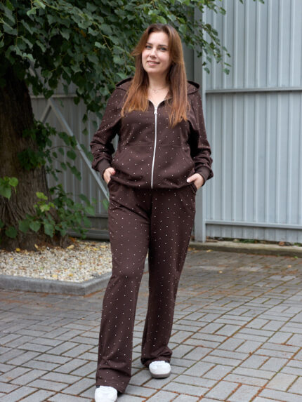 Костюм 26.2932 б Трикотаж двухнитка стрази, колір Темний шоколад, 48(XL), 50(ХХL), 52(3XL)