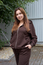 Костюм 26.2932 б Трикотаж двухнитка стрази, колір Темний шоколад, 48(XL), 50(ХХL), 52(3XL) - Зображення 2