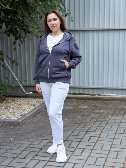 Кофта 26.3016 б Трикотаж двухнитка, колір Графіт, 48(XL), 50(ХХL), 52(3XL)